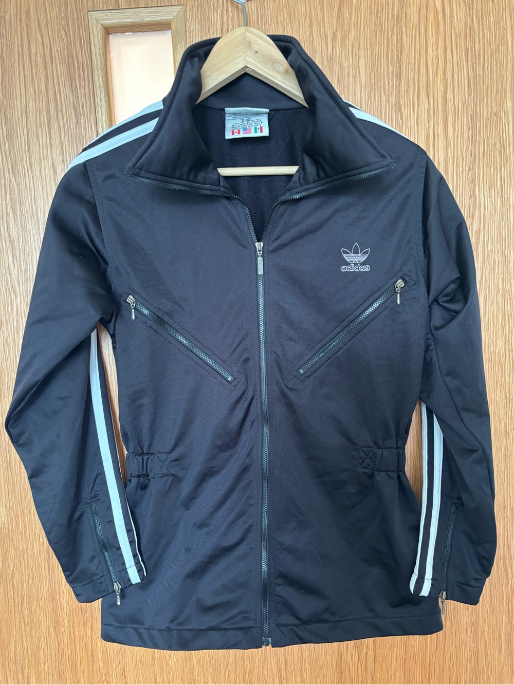 Adidas Originals full zip womens track jacket in black- size small